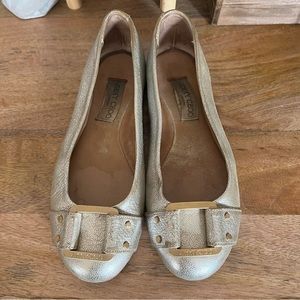 Jimmy Choo Metallic Silver Leather Ballet Flats Size 8